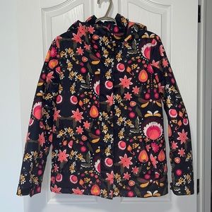 Roxy Women's Black Ski Jacket with Pink & Yellow Floral Print